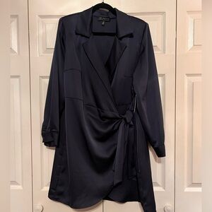 Eloquii Navy Blue wrap/blazer dress with side tie and wide lapel.  Size 20